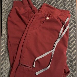 Figs Womens Burgundy Jogger Pants